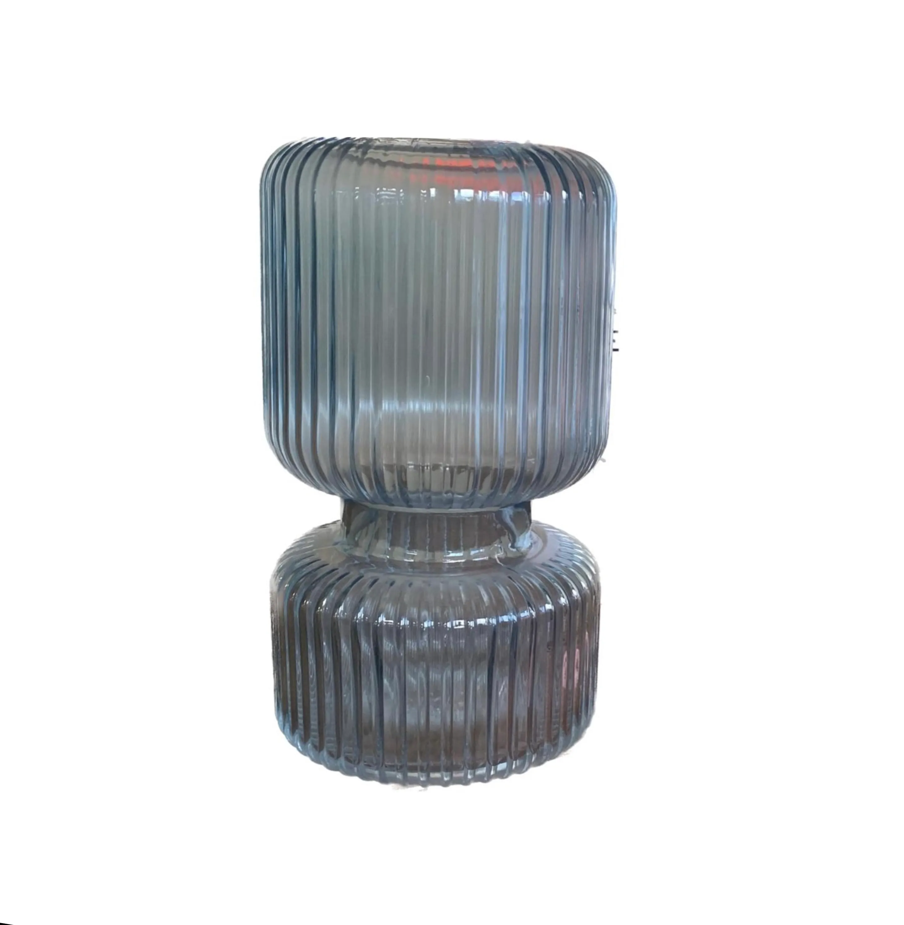 ATRE188 JARRÓN FLUOR AZUL MODELO RELOJ ARENA 13X13X26CM