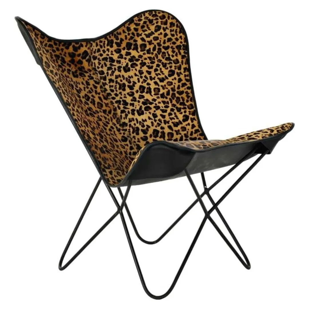 SILL044 SILLA METAL MARIPOSA LEOPARDO 