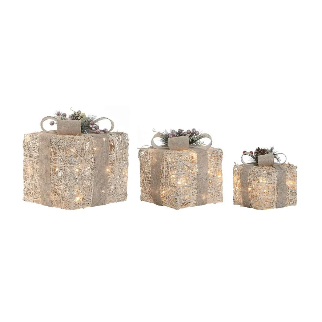NAV010 SET 3 UNIDADES REGALO LED NEVADO COLOR CREMA 26X26X30