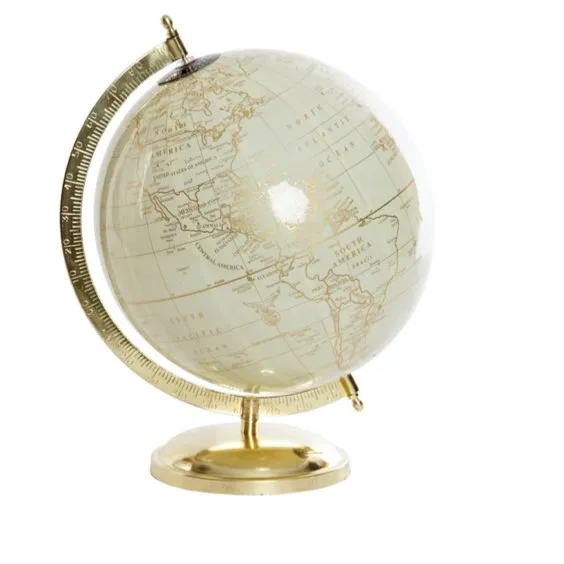 ATRE292 GLOBO TERRAQUEO DORADO Y BLANCO MED