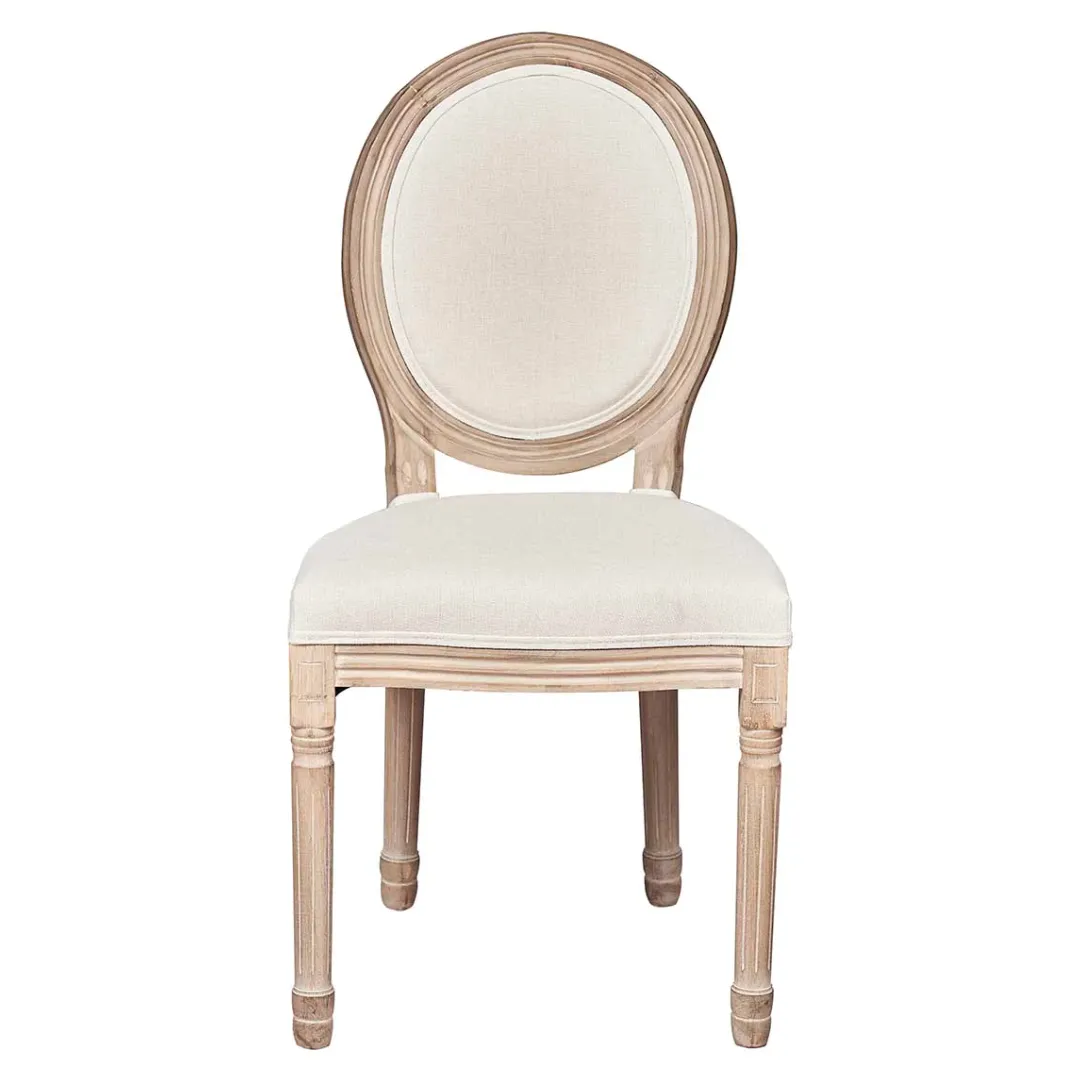 SILL007 SILLA BEIGE MEDALLÓN ESTILO LUIS