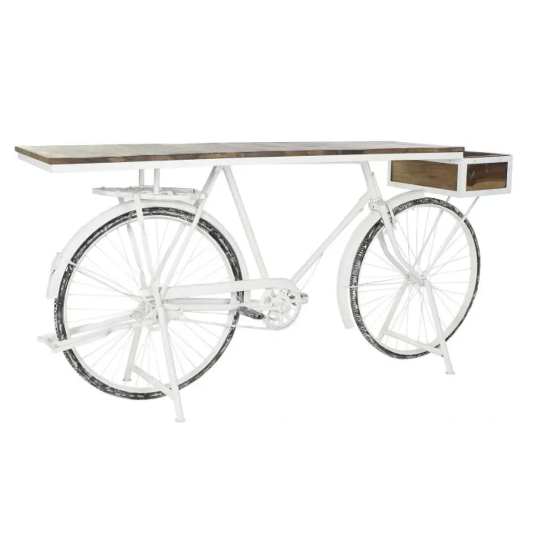 MOB066 BARRA BICICLETA COLOR BLANCO-MADERA 187x54x90