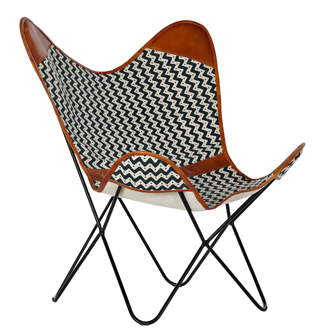 SILL043 SILLA METAL MARIPOSA BLANCO Y NEGRO