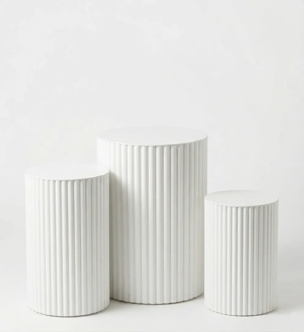  CILINDRO BLANCO MÁRFIL CON DISEÑO RAYADO 80CM