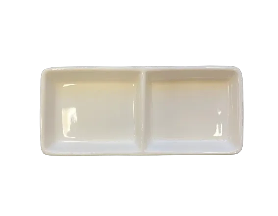 BANDEJA RECTANGULAR 2 COMPARTIMIENTOS COLOR BLANCO 15x6,5x2cm