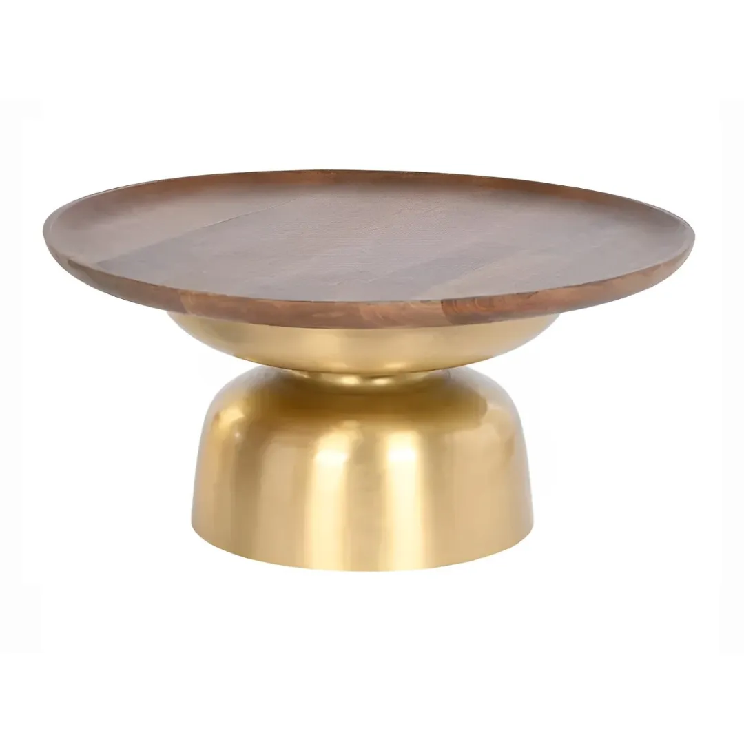 MOB018 MESITA AUXILIAR ELEGANCE MADERA Y DORADO 80X38CM