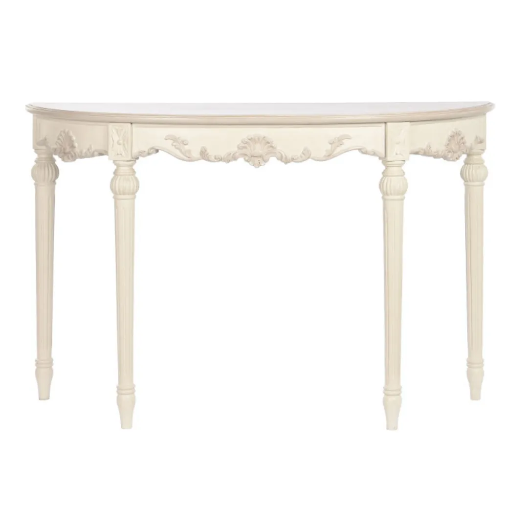 MOB055 CONSOLA SEMILUNA ENVEJECIDO BEIGE 122X38X79