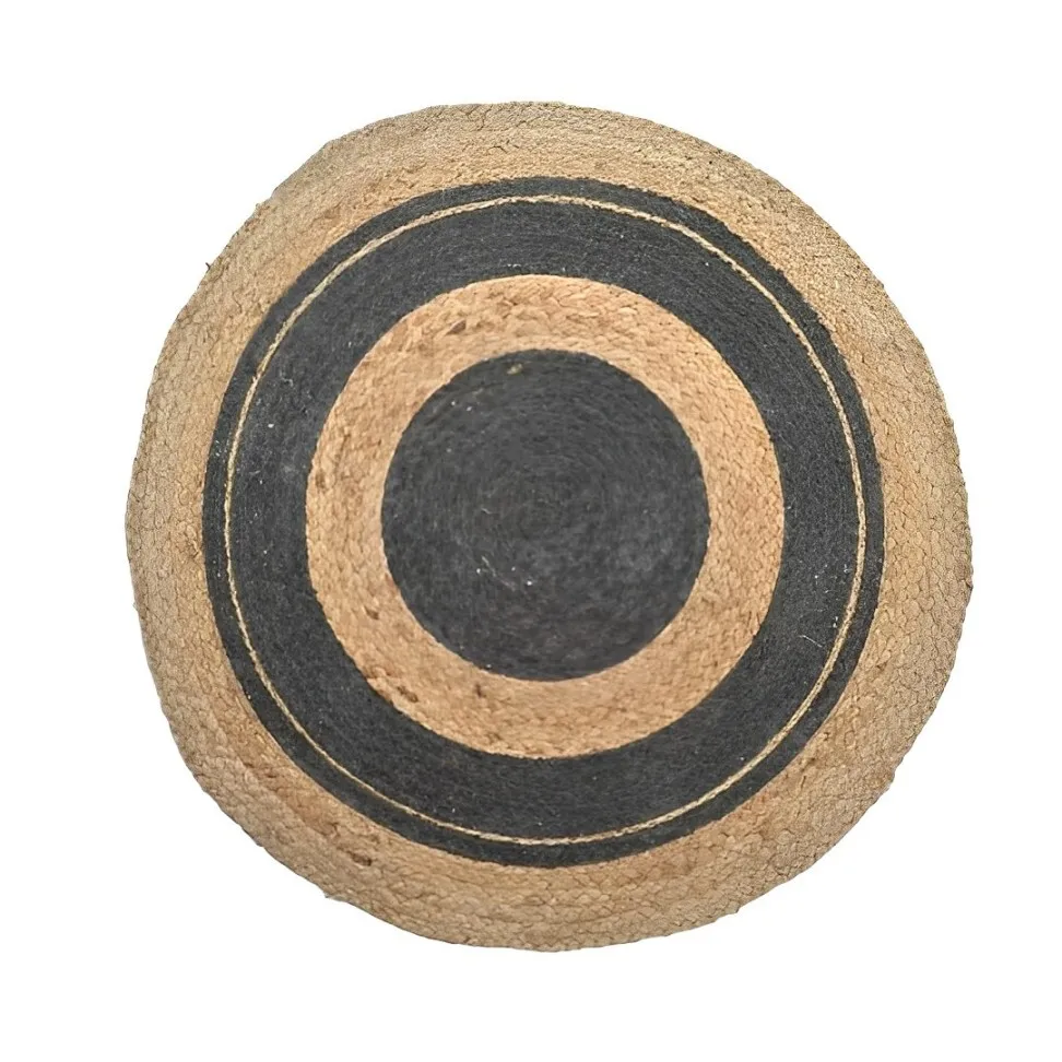 ATRE079 ALFOMBRA CIRCULAR JUTE CON RAYAS NEGRAS 90CM