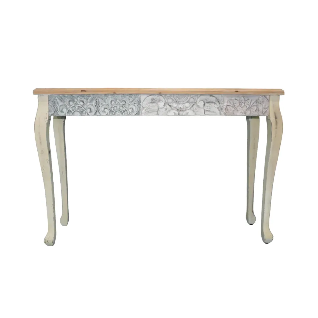 MOB050 CONSOLA ABETO ENVEJECIDO BLANCO 