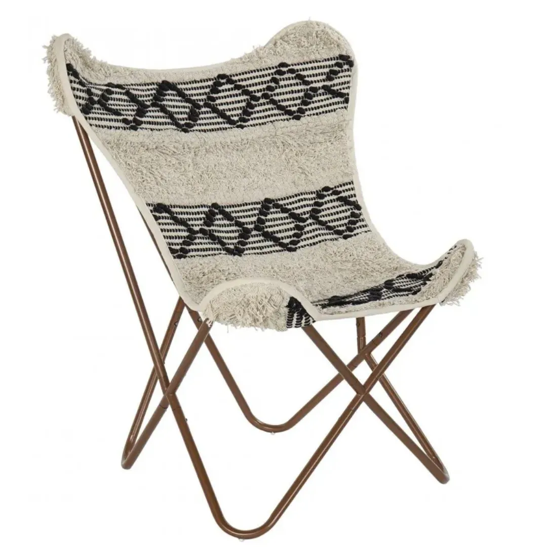 SILL042 SILLA METAL MARIPOSA BOHO NEGRO ALGODÓN 
