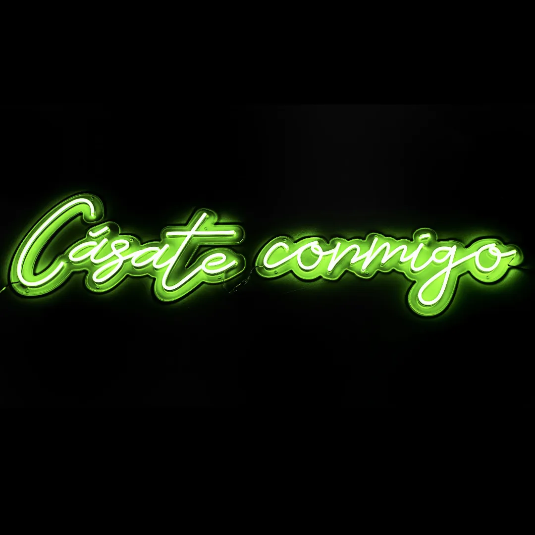 ILU018 LUZ NEÓN “CÁSATE CONMIGO” (COLOR VERDE) 88X42CM