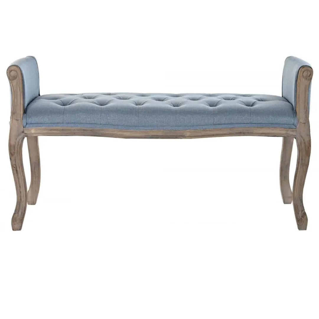 SILL083 DESCALZADORA LINO AZUL DOS PLAZAS CON REPOSABRAZOS 109X39X60