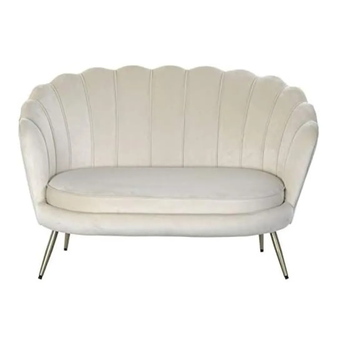 SILL051 SOFÁ CONCHA TERCIOPELO BLANCO 2 PLAZAS