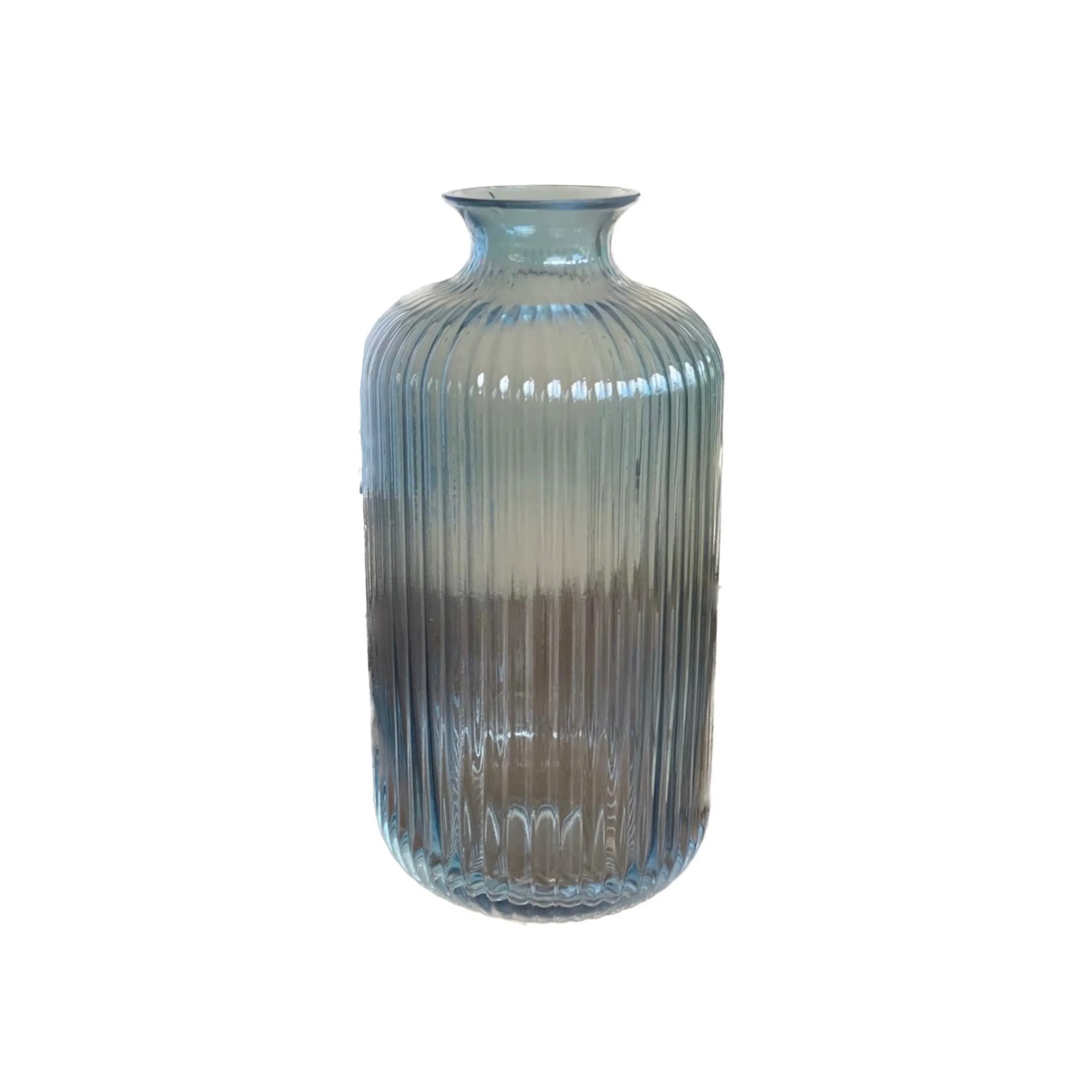 ATRE197 JARRÓN FLUOR AZUL MODELO BOTELLA 9X9X21CM