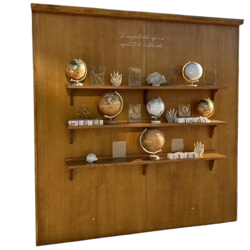 MOB089 ESTANTERÍA MADERA COLOR NOGAL CON 3 ESTANTES (2 PANELES Y 3 ESTANTES) 240X250CM