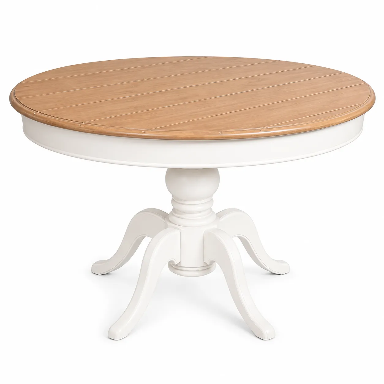 MOB005 MESA RÚSTICA BLANCO Y MADERA CIRCULAR 125cm ⌀
