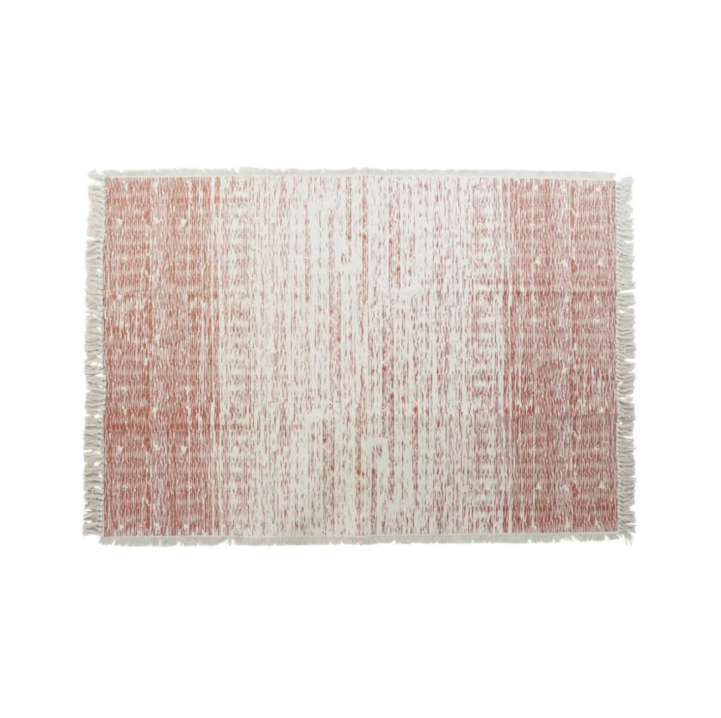 ALFOMBRA ALGODÓN FLECOS DETALLES NARANJAS 160X230CM