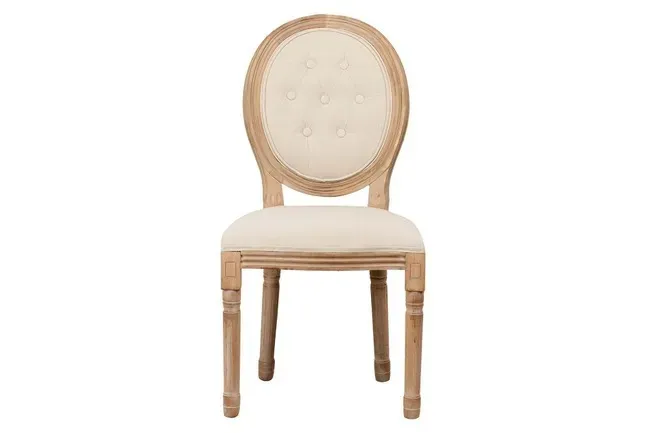 SILL007 SILLA BEIGE MEDALLÓN ESTILO LUIS