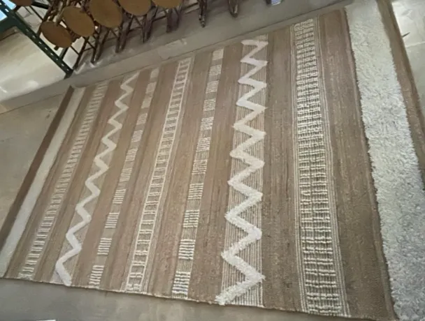 ALFOMBRA ÉTNICA BLANCA Y MARRÓN 300 x 200CM