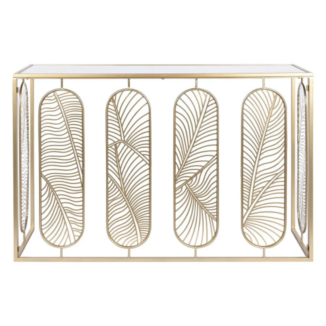 MOB053 CONSOLA METAL HOJAS DORADO 120X40X80 