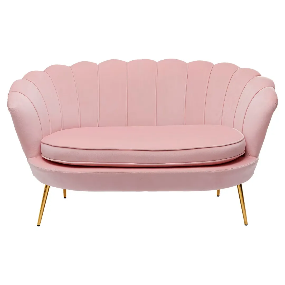SILL052 SOFÁ CONCHA TERCIOPELO ROSADO 2 PLAZAS
