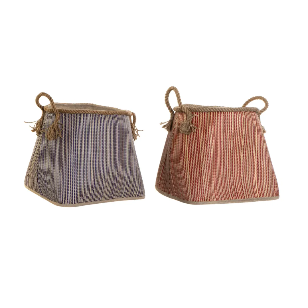 CESTA FIBRA AZUL Y ROJO SET 2 UNIDADES 40X40X25 