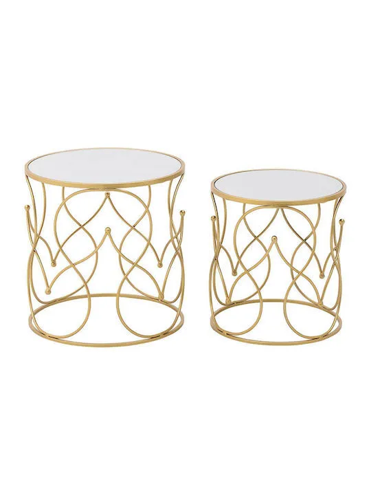 MOB026 MESITA AUXILIAR DORADO Y ESPEJO 2 UND INDIVISIBLES