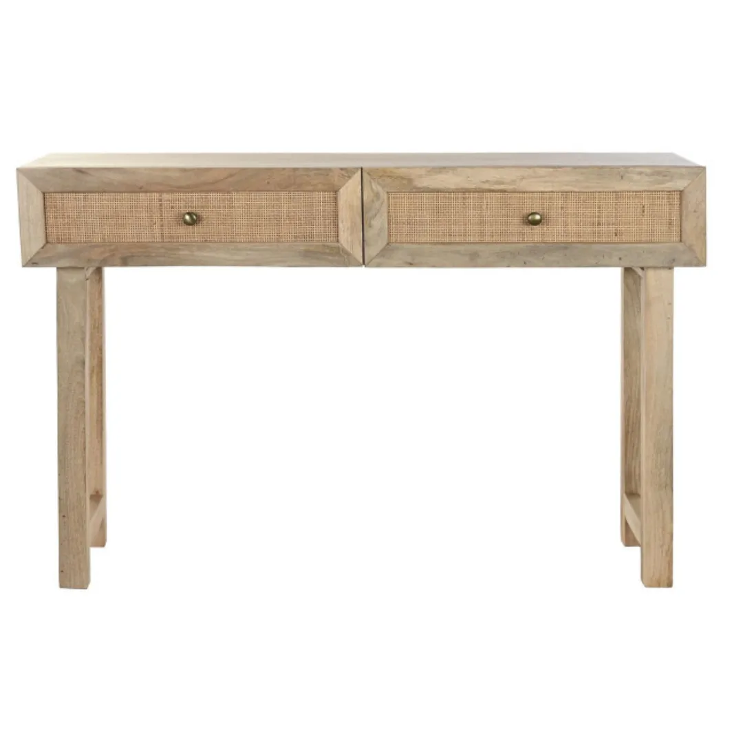 MOB054 CONSOLA MANGO RATAN 2 CAJONES 120X35X77 