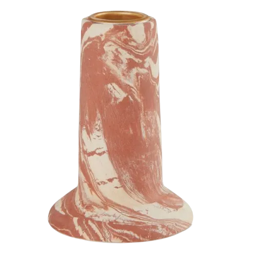 PORTAVELA CERÁMICA EFECTO MÁRMOL COLOR TERRACOTA 