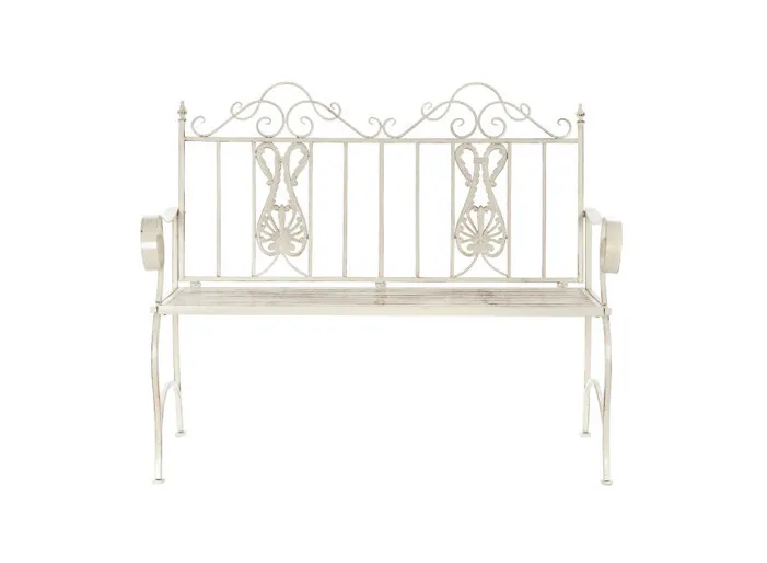 BANCO FORJA BLANCO MODELO CATEDRAL 118X53X98