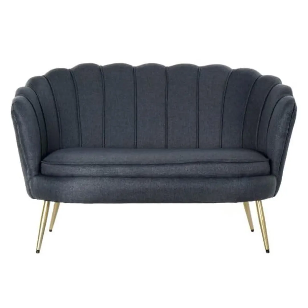 SILL053 SOFÁ CONCHA TERCIOPELO AZUL COBALTO 2 PLAZAS