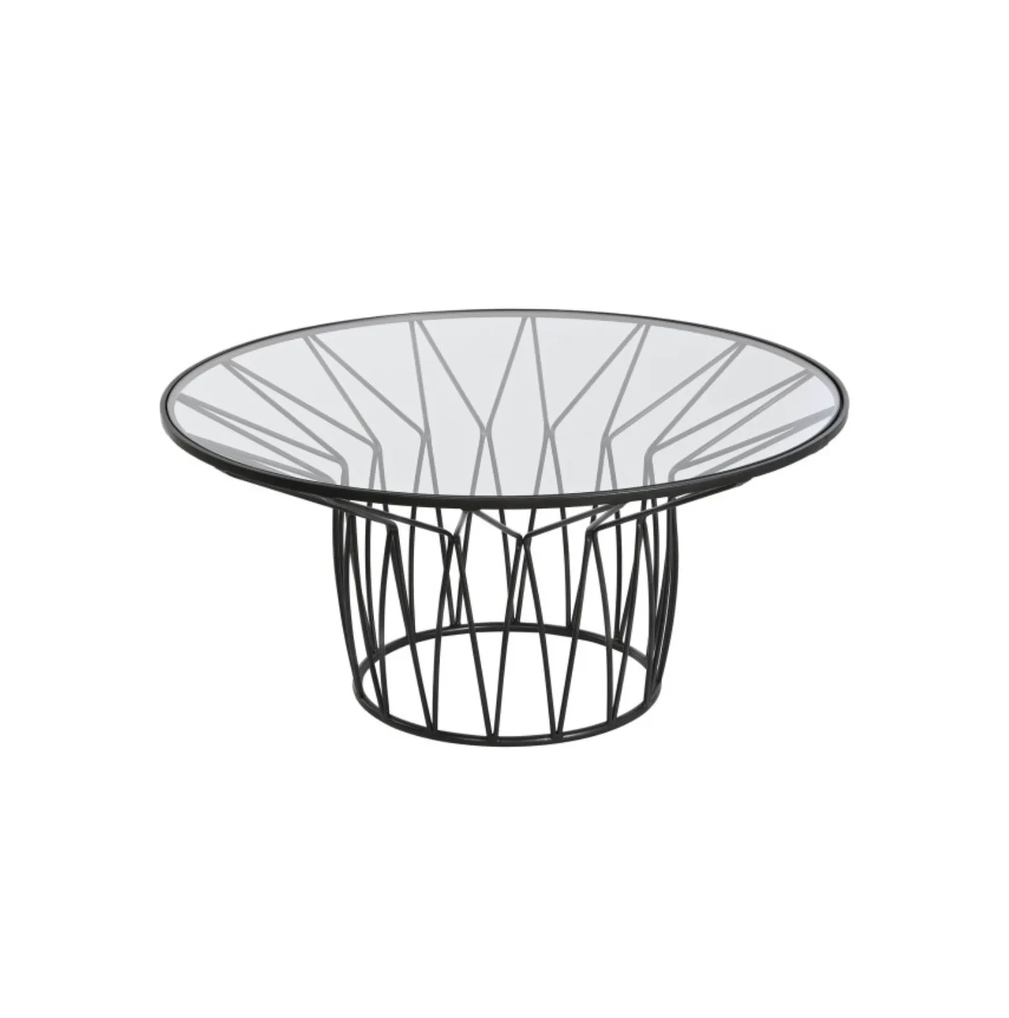 MESA CENTRO METAL NEGRO Y CRISTAL 85X85X39CM