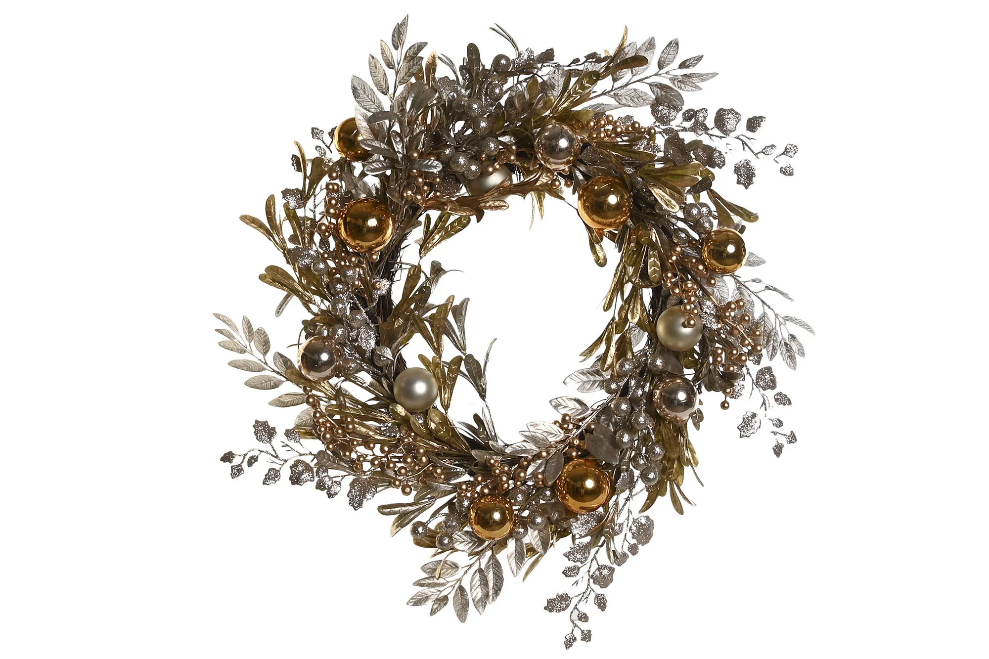 NAV002 CORONA DE NAVIDAD DORADA 65X65X10