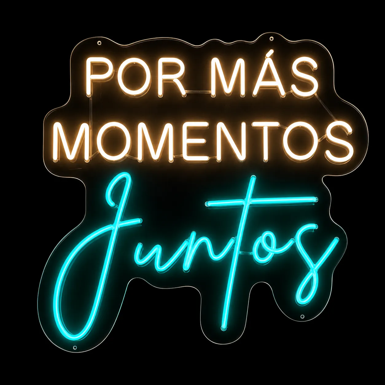 ILU053 LUZ NEÓN "POR MÁS MOMENTOS JUNTOS" (BLANCO CÁLIDO Y RGB)