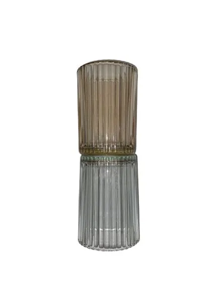 ATRE186 JARRÓN CRISTAL AMBAR/TRANSPARENTE ALTO 7X7X19,5CM