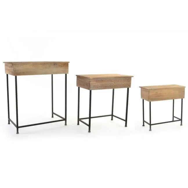 MOB032 MESITA AUXILIAR MADERA Y METAL 3 UND INDIVISIBLES