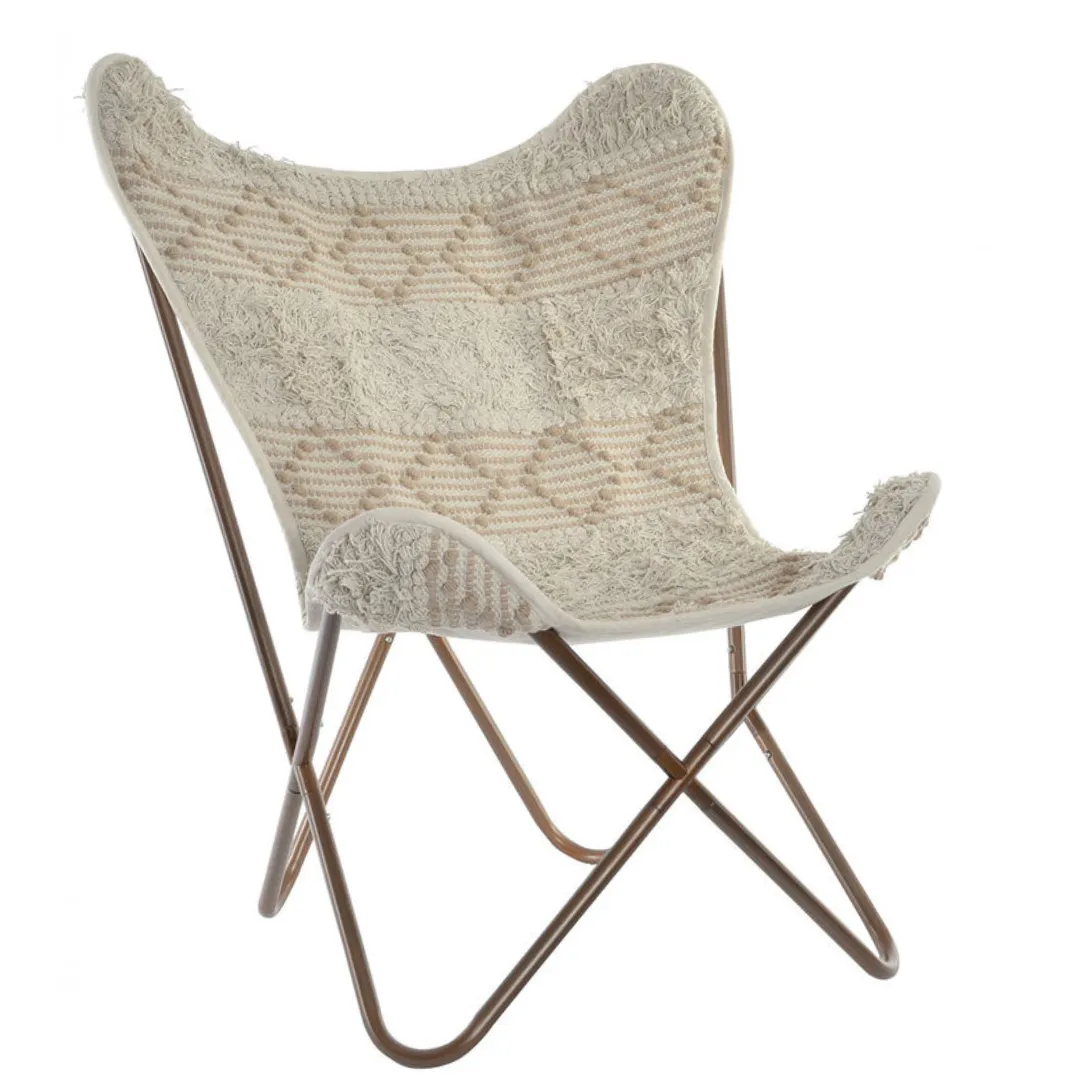 SILL041 SILLA METAL MARIPOSA BOHO BEIGE ALGODÓN 