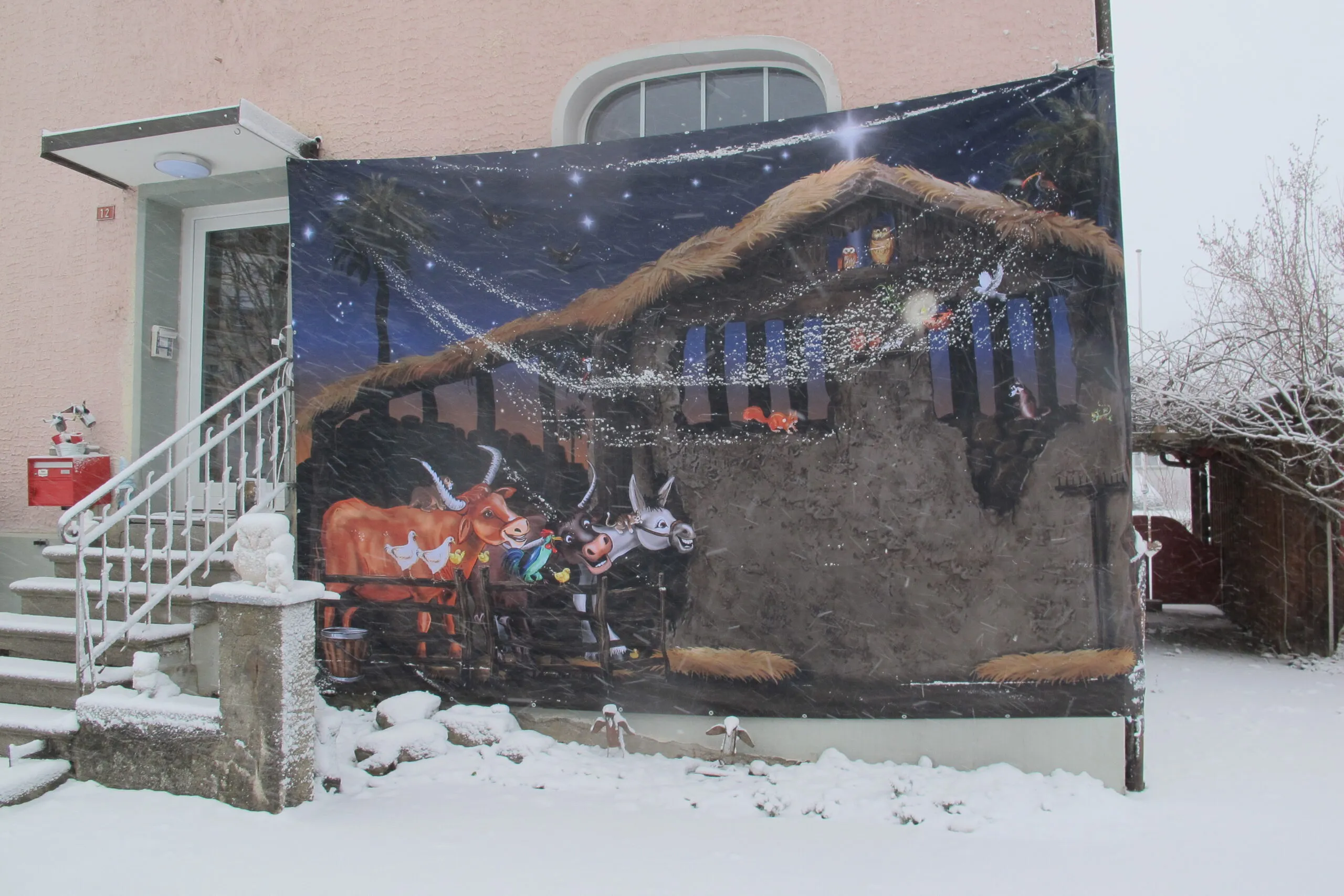 Weihnacht Krippenszene Hintergrundstuch 