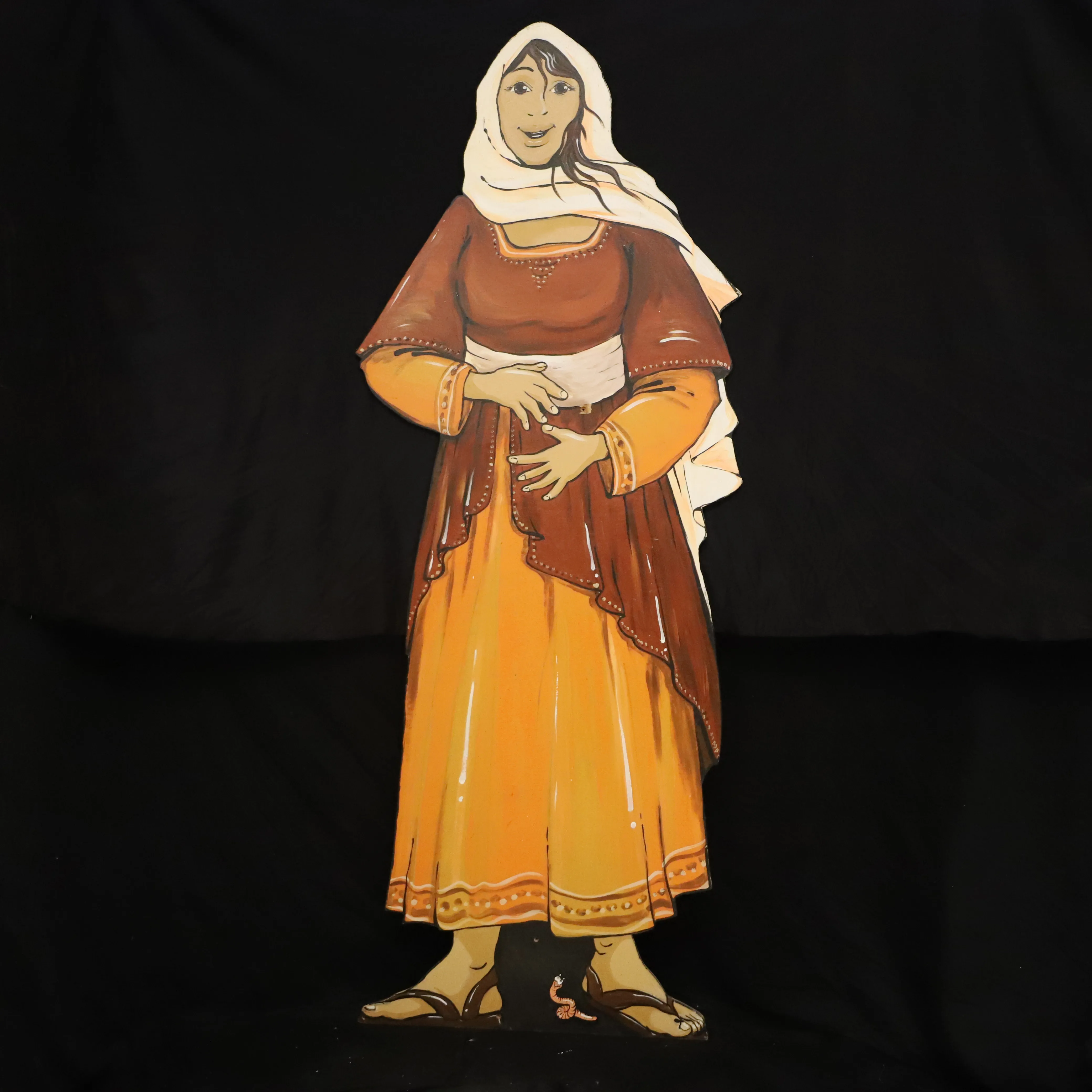 Holz Figur flach, Frau mit braunem Kleid (160cm)