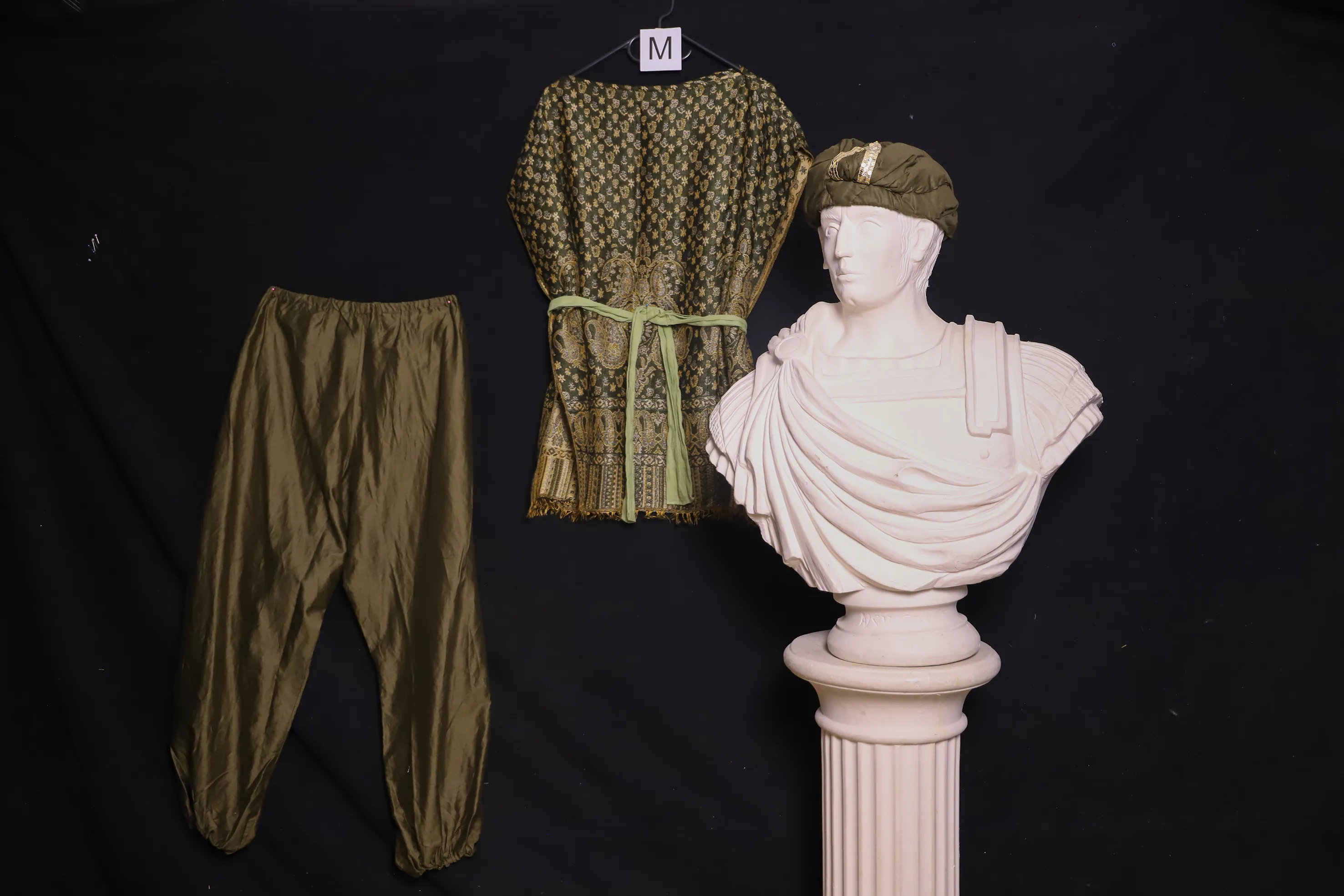 Verkleidung M mit Kopfbedeckung, grün-beige ( M0728 )