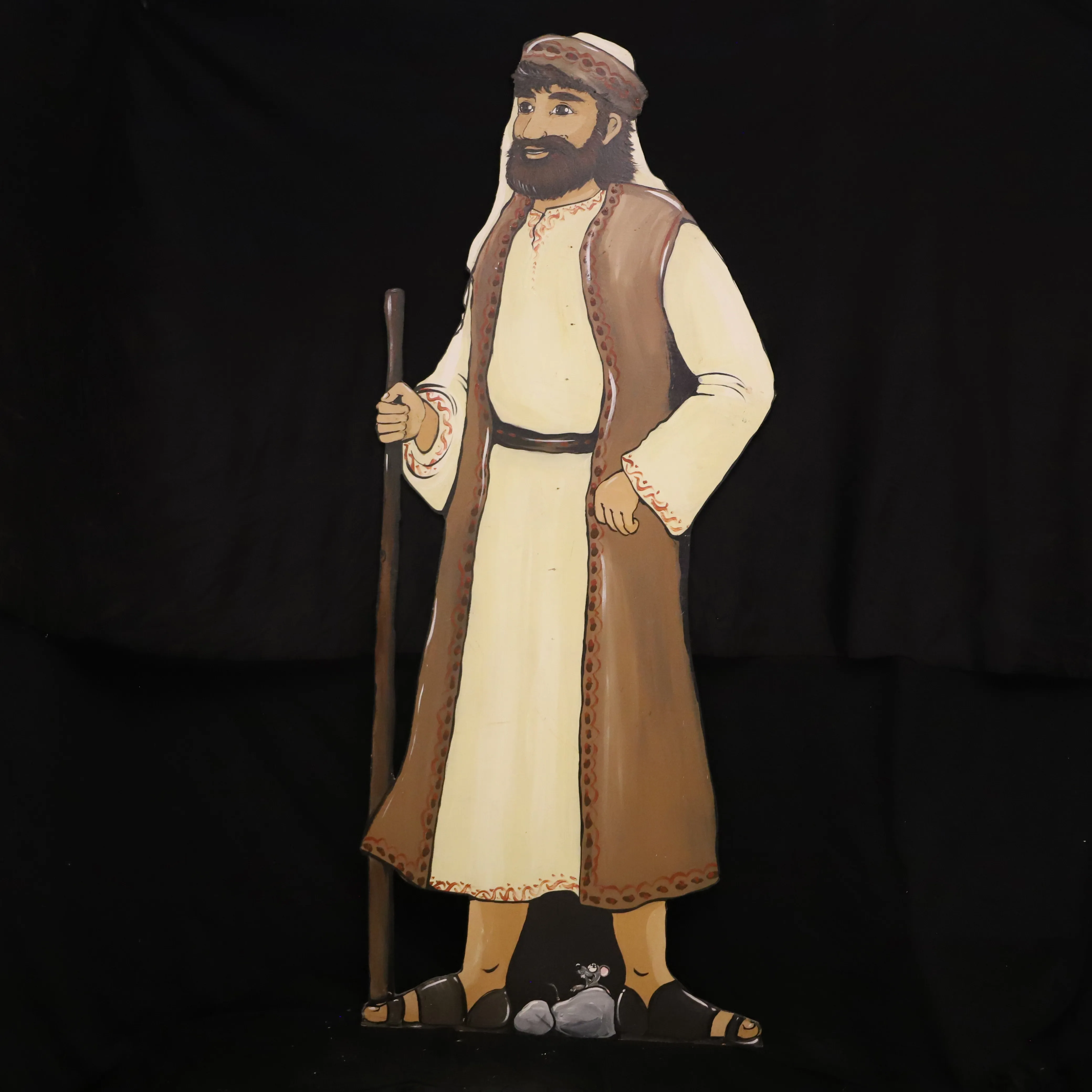 Holz Figur flach, Mann mit Holzstecken (168cm)