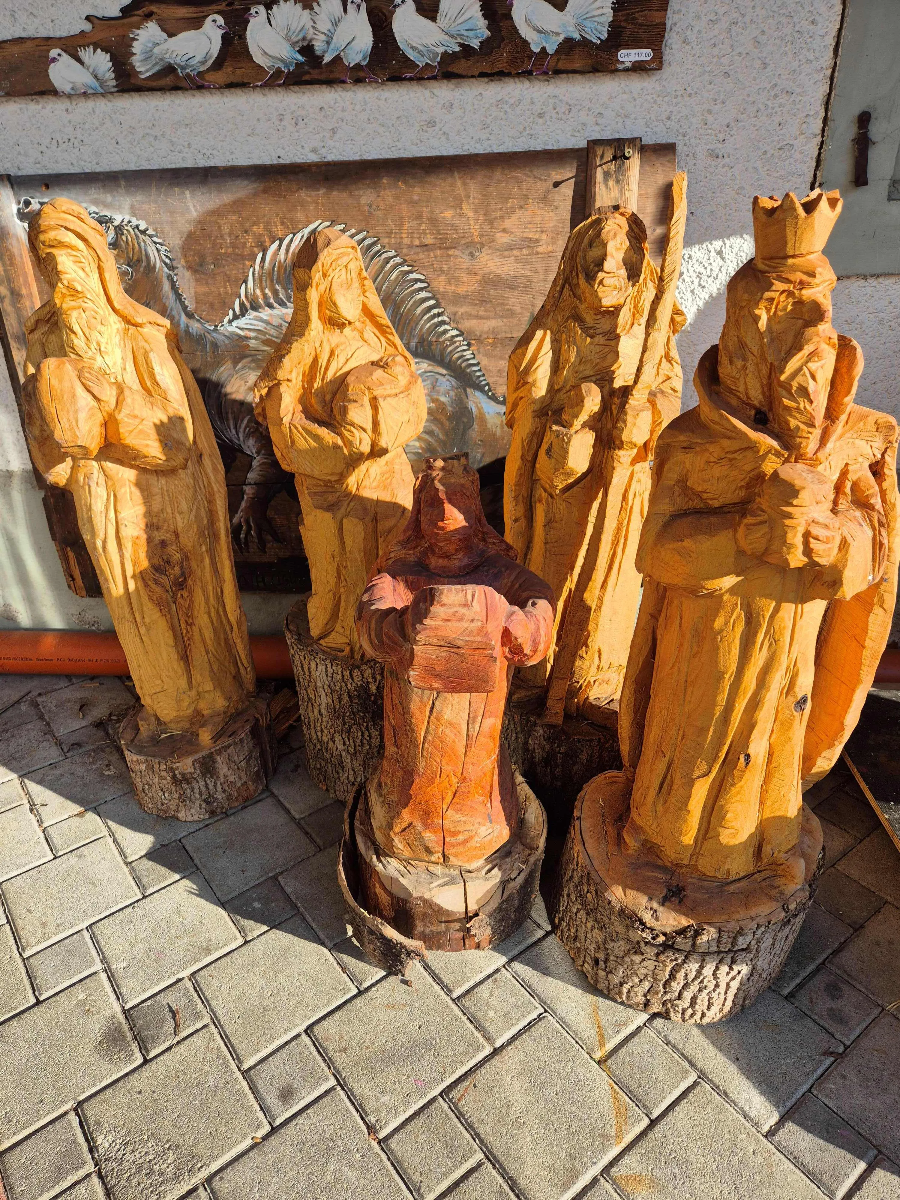 Weihnacht 3D Figuren aus Holz Krippe Szene
