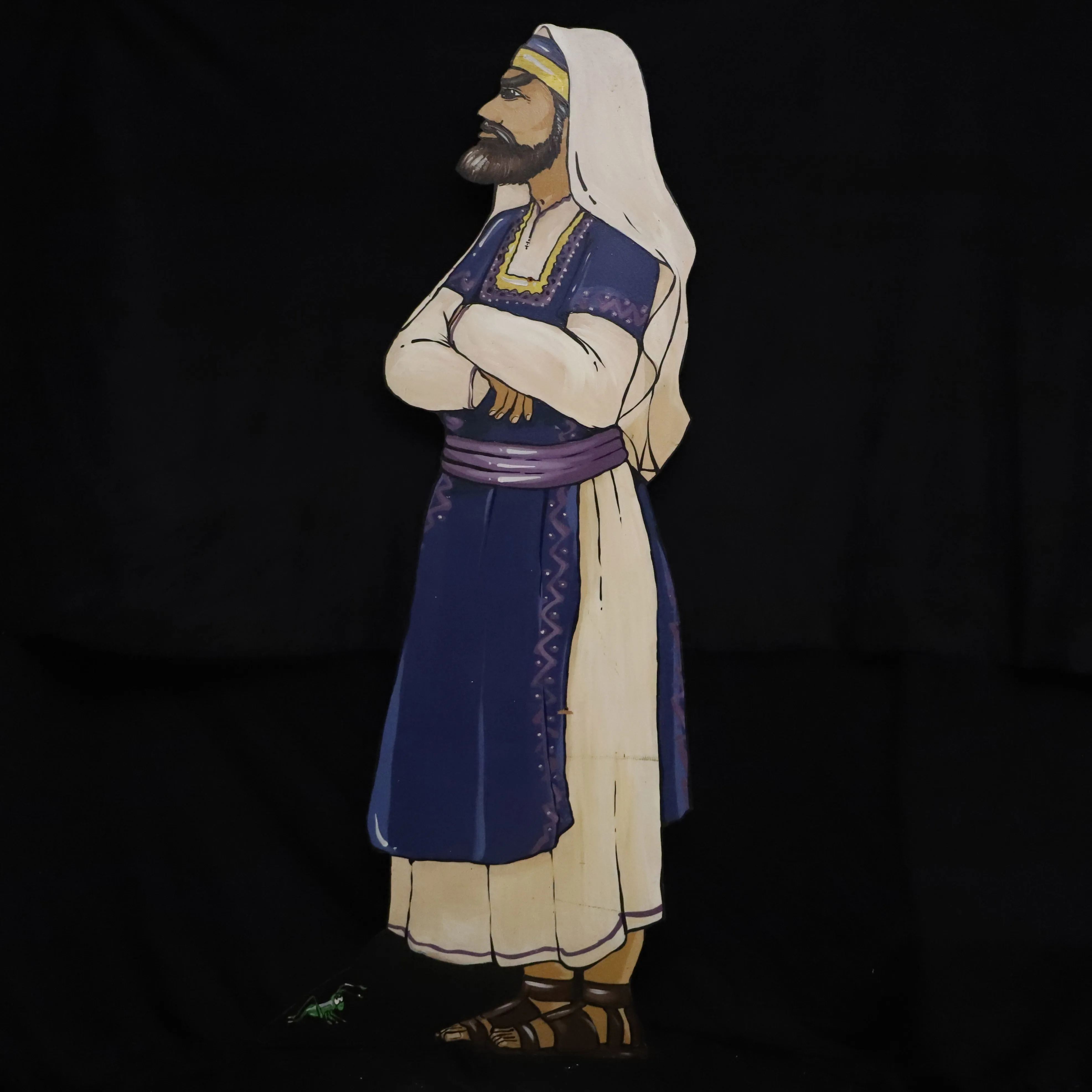 Holz Figur flach, böser Pharisäer, kritischer Blick zu Jesus (160cm)