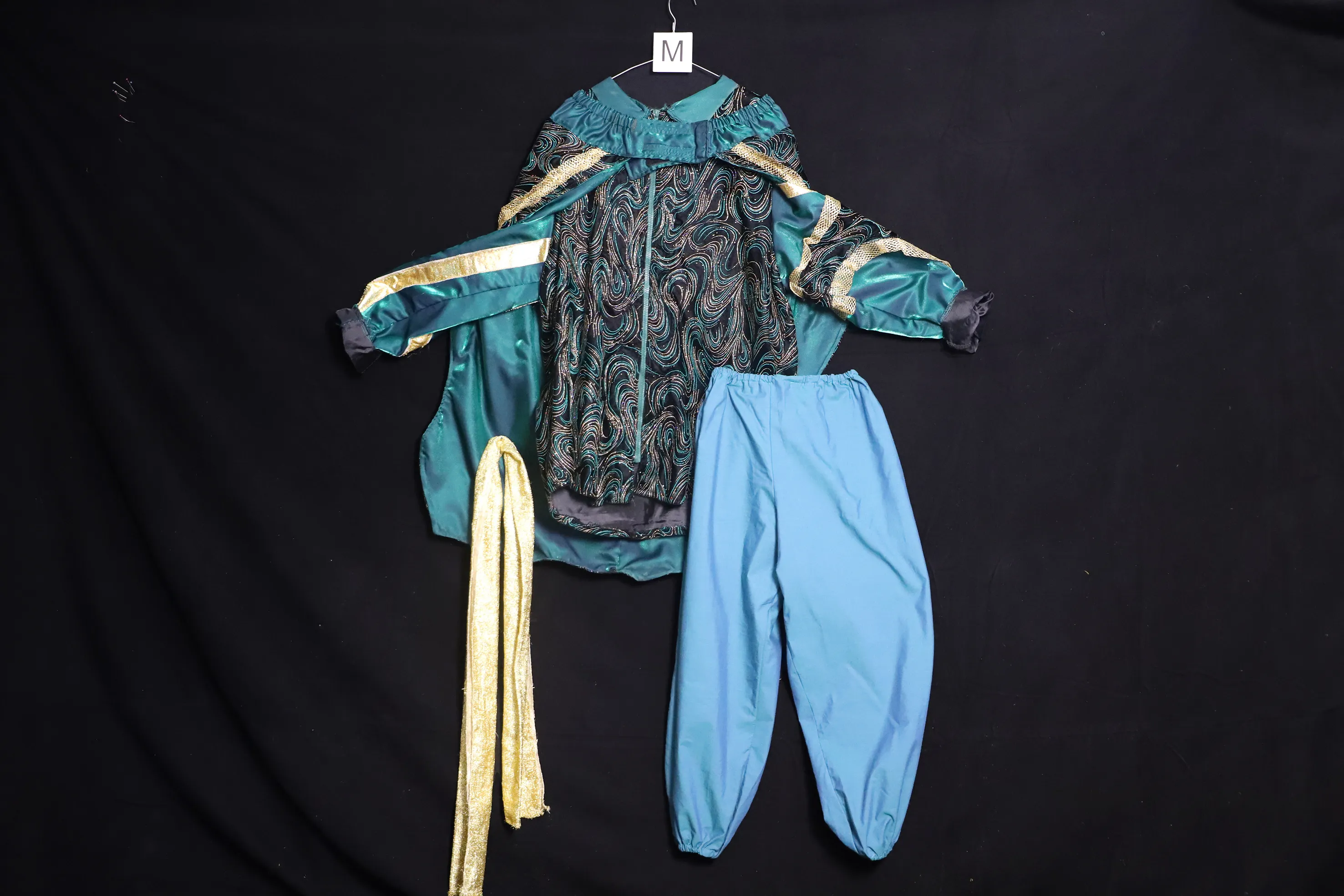 Verkleidung M mit Umhang, grün-blau ( M0709 )