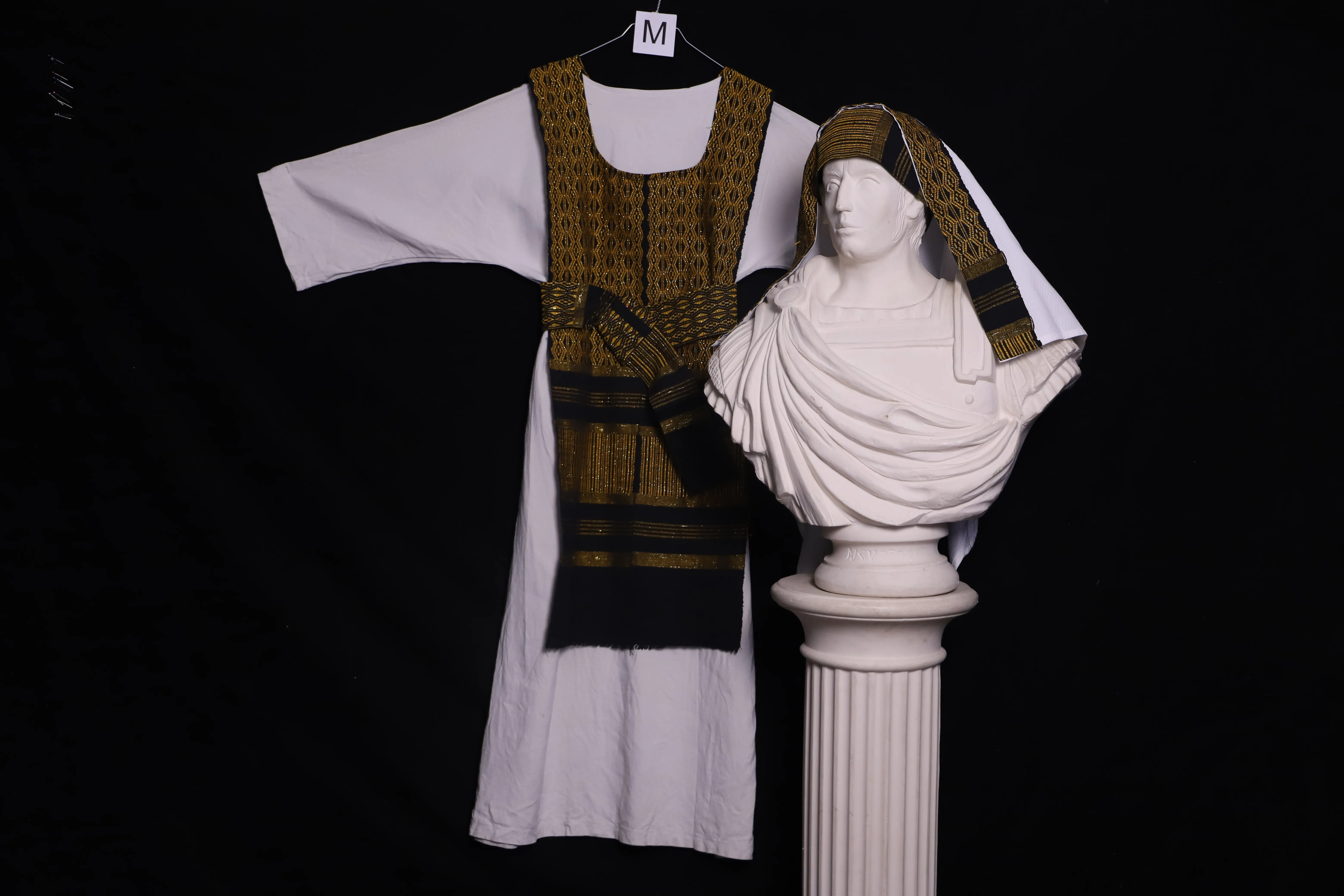 Verkleidung M mit Kopfbedeckung, weiss-gold ( M0124 )