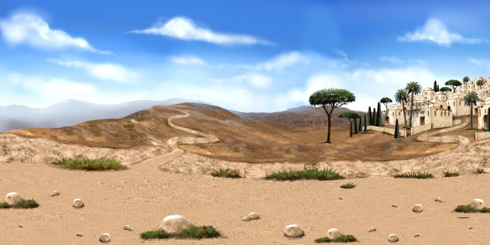 Kulisse Landschaft Dorf Hügel Hintergrund Israel