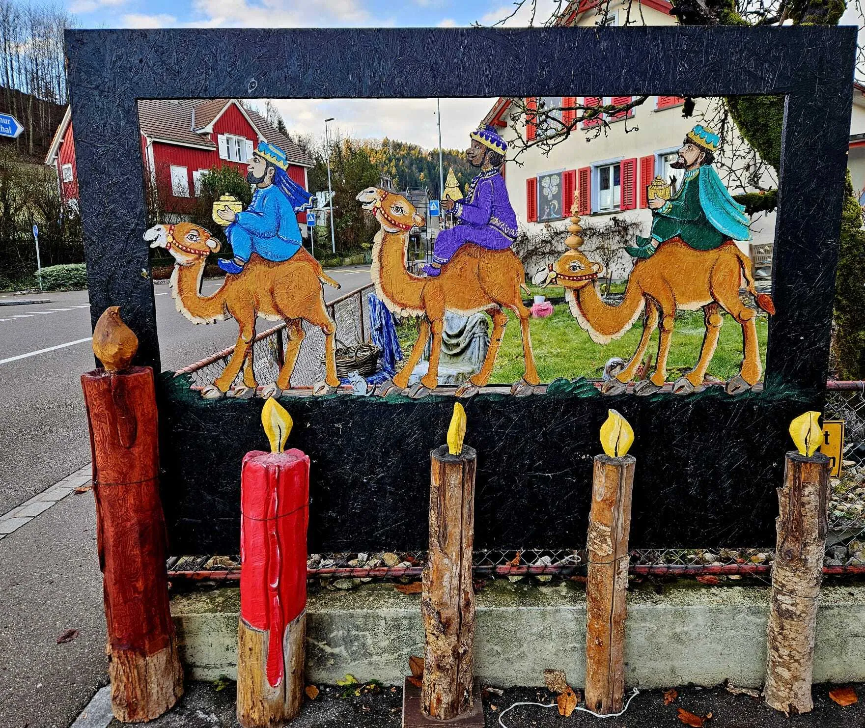 Weihnacht drei Könige Strassenschild Holz