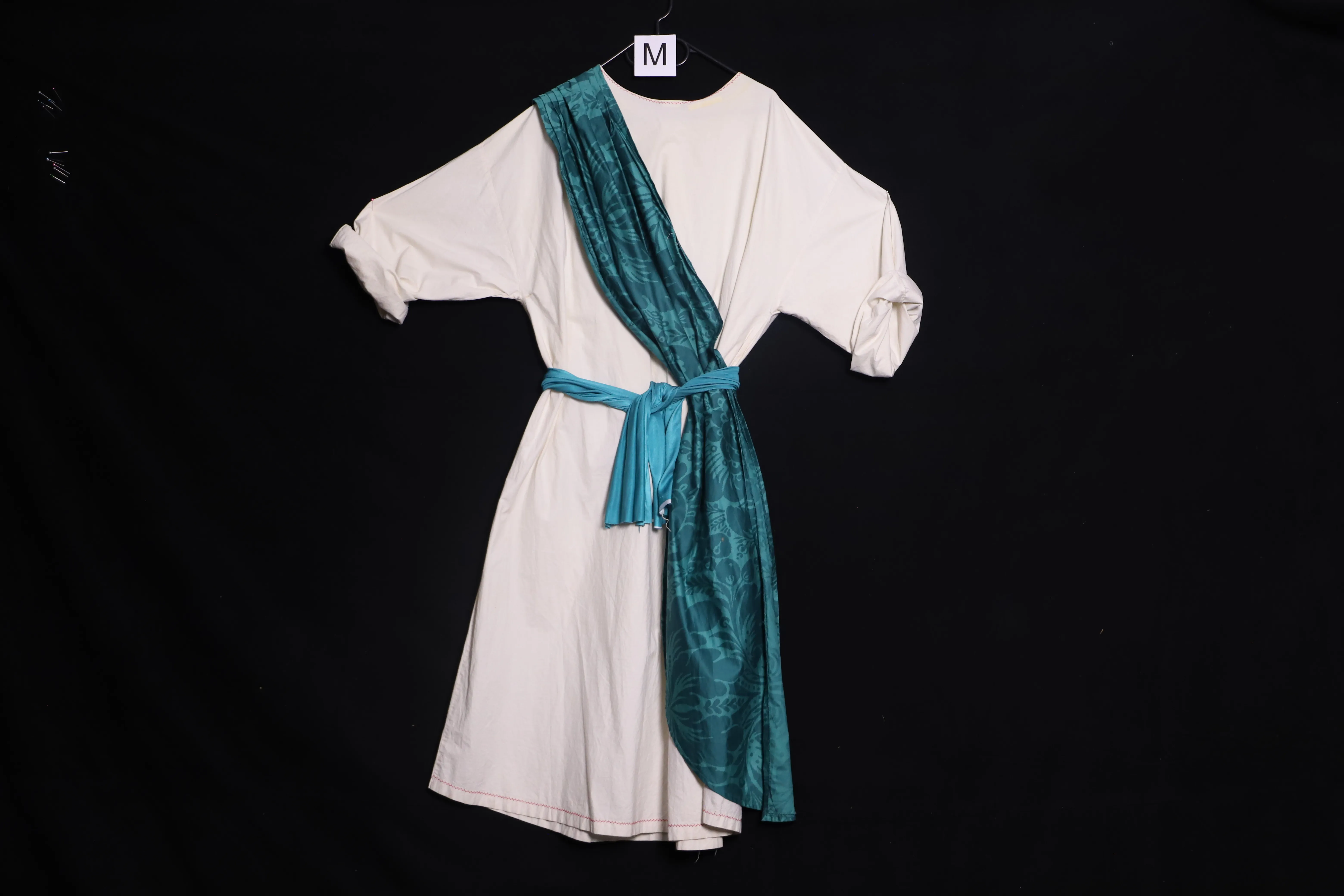 Verkleidung M mit Schärpe, weiss-türkis ( M0117 )