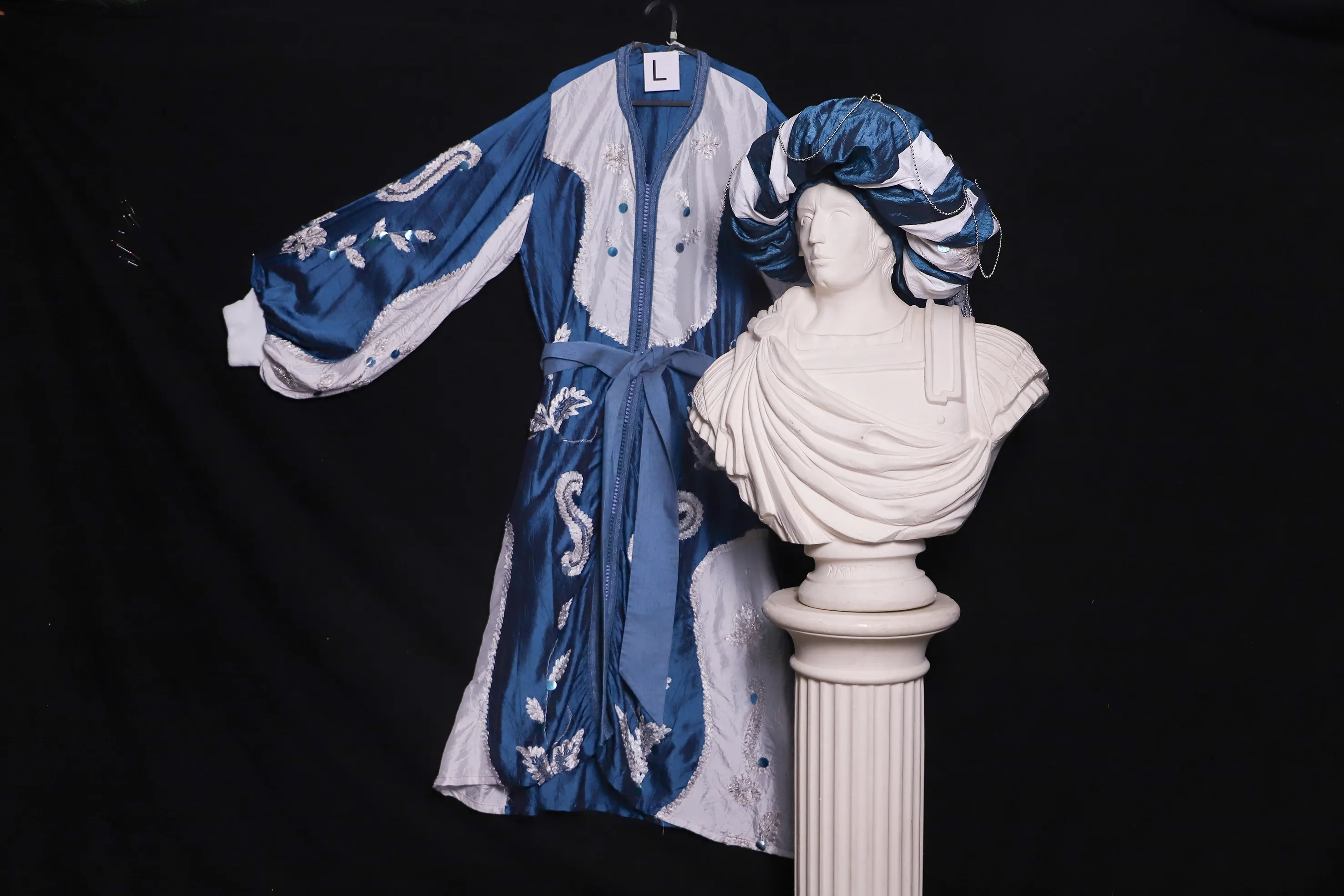 Verkleidung L mit Kopfbedeckung, blau-weiss ( L0644 )