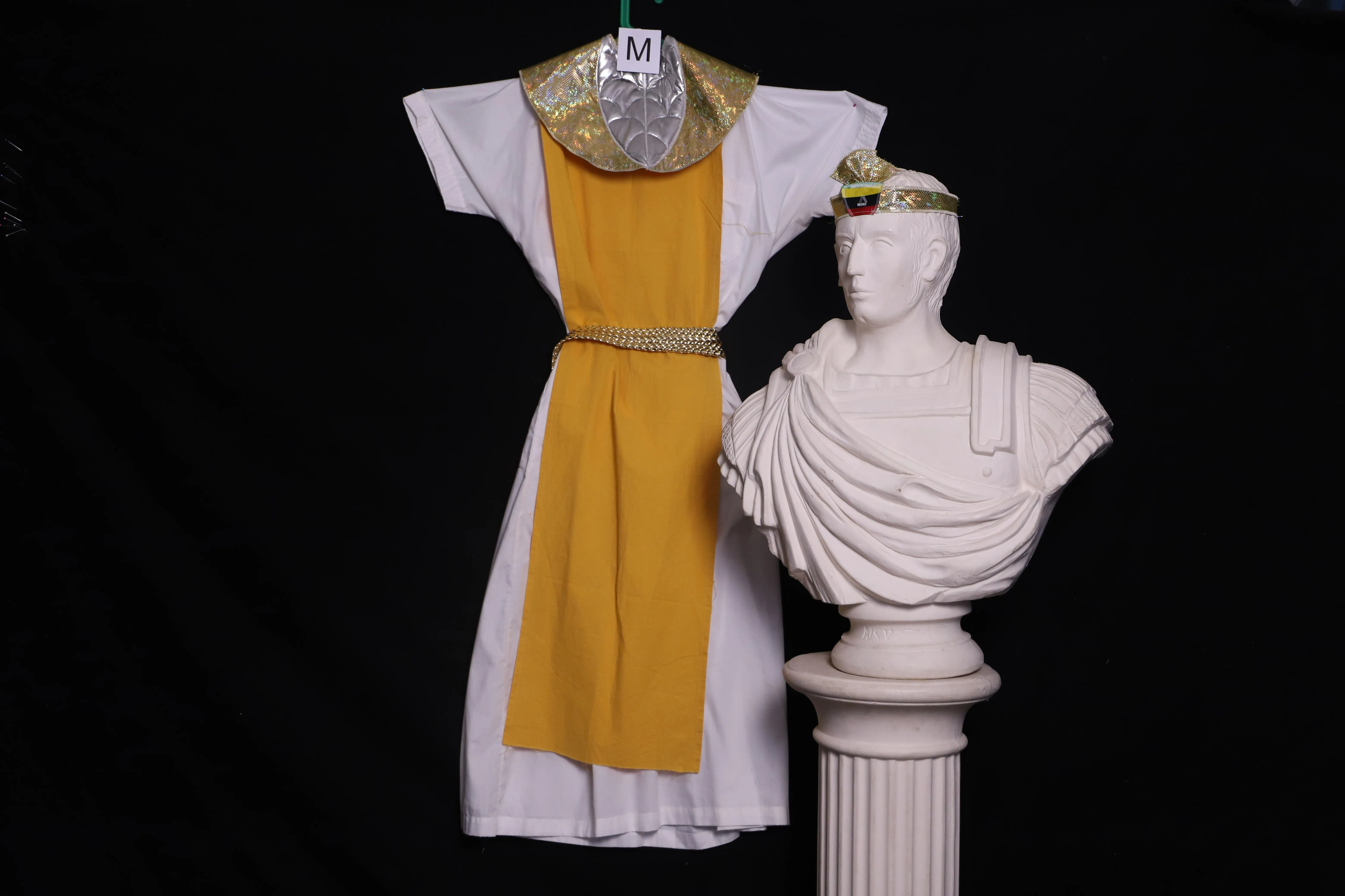 Verkleidung M mit Kopfbedeckung, weiss-gelb ( M0143 )